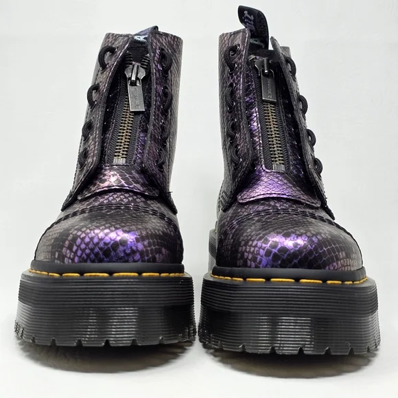 Dr. Martens Sinclair Boots Womens Size 8 Purple Snake Platform Zip Lace Up New - Picture 8 of 11